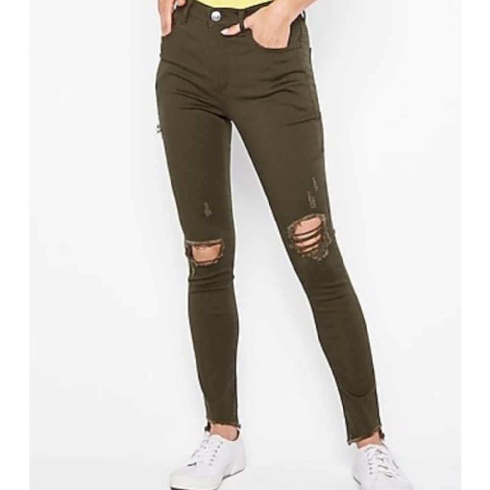 Express 0S Olive Stretch Supersoft High Rise Jean